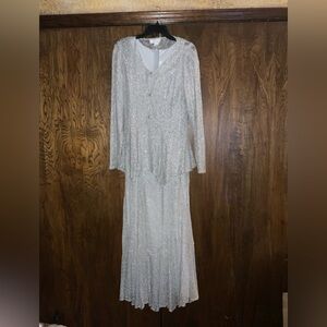 Fiesta Shimmering Silver Long Sleeve Dress with Jacket